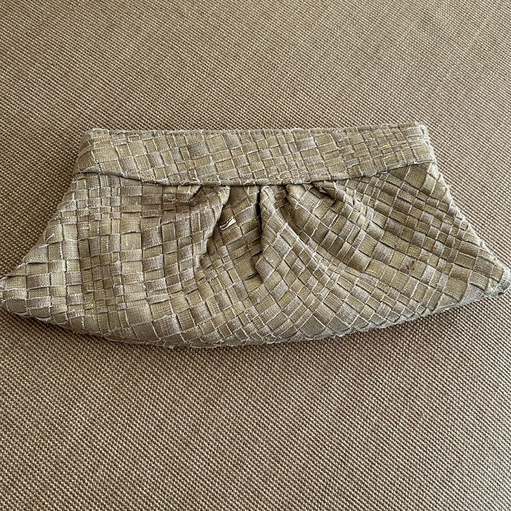 Lauren Merkin Louise gold woven clutch